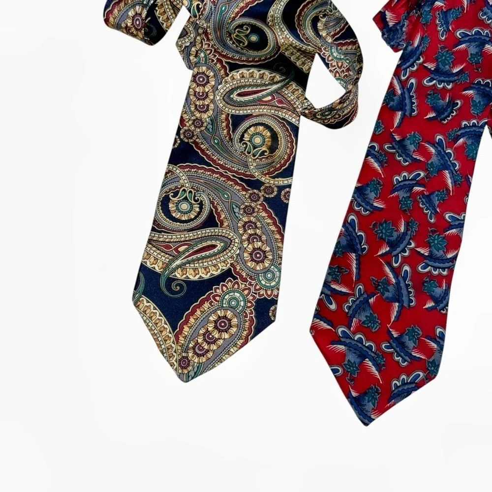 Christian Dior Made in USA  Paisley Floral silk Ties lot vintage